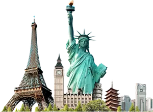 World Famous Landmarks Collage PNG image