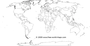 World Map Blackand White Outline PNG image