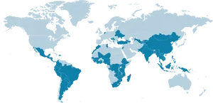 World Map Blue Highlighted Countries PNG image