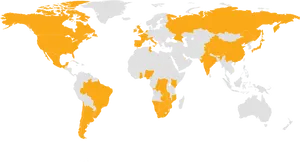 World Map Orangeand Black PNG image