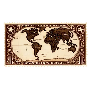 World Map Postage Stamp PNG 06122024