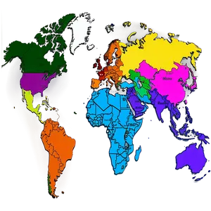 World Map Vector With Regions PNG 52