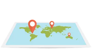 World Mapwith Location Pins