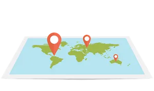 World Mapwith Location Pins PNG image
