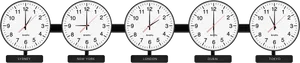 World Time Zone Clocks PNG image
