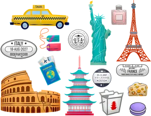 World Travel Icons Collection PNG image