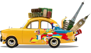 World Travel Themed Car PNG image