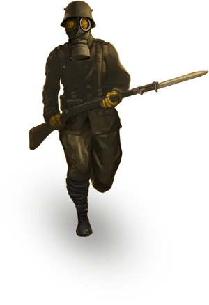 World War Soldier Gas Mask Bayonet PNG image