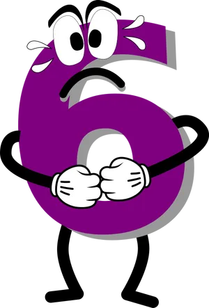 Worried Number6 Cartoon Character PNG image