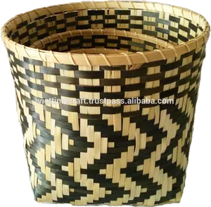 Woven Bamboo Basket Design PNG image