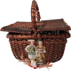 Woven Basketwith Figurinesand Handle