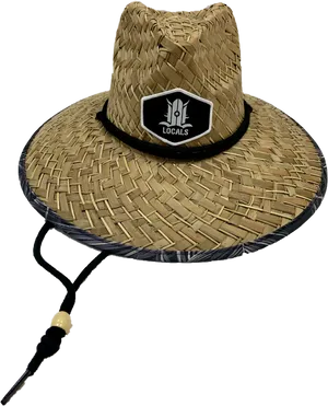 Woven Straw Hatwith Logo Patch PNG image