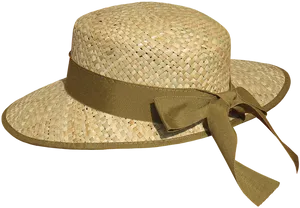 Woven Straw Hatwith Ribbon PNG