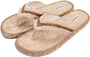 Woven Straw Sandals Isolated PNG