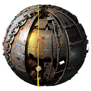 Wrecking Ball With Debris PNG 06112024