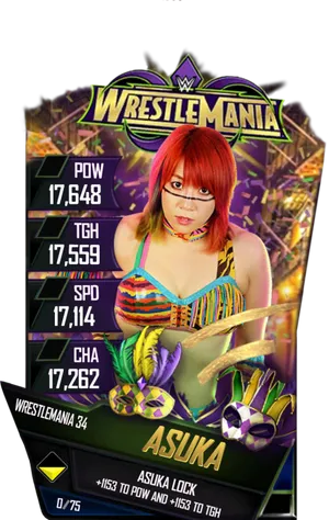 Wrestle Mania Asuka W W E Card PNG image