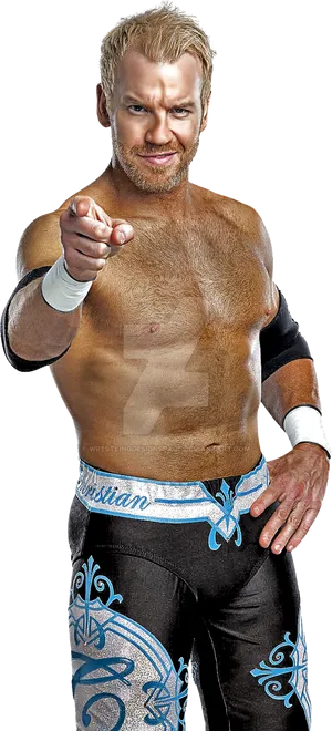Wrestler Pointing At Camera