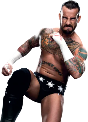 Wrestler Posewith Tattoos PNG image