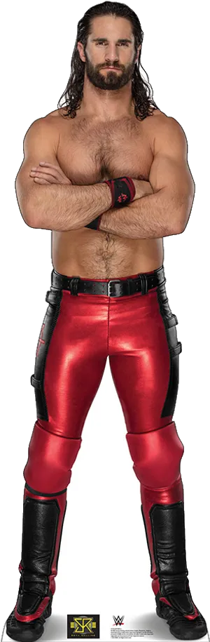 Wrestler Seth Rollins Red Attire PNG image