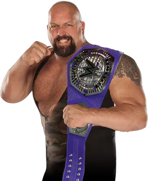 Wrestler_with_ Blue_ W W E_ Championship_ Belt PNG image