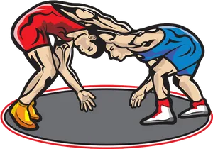 Wrestlers Engagedin Combat