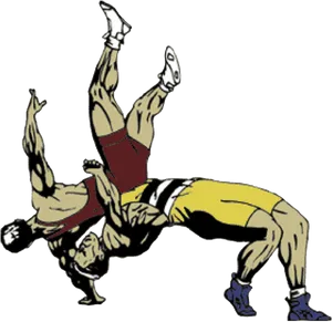 Wrestlersin Action Illustration PNG image