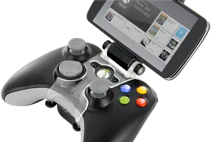 Xbox Controllerwith Smartphone Attachment PNG image
