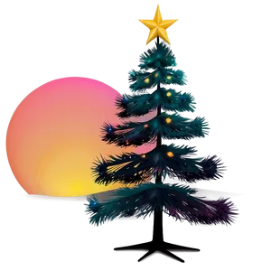 Xmas Tree Sunset Backdrop PNG Xcx5