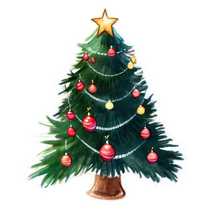 Xmas Tree Watercolor Art Png 06292024 PNG image