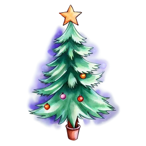 Xmas Tree Watercolor Art Png 06292024 PNG image