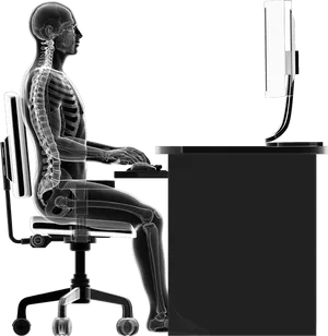 Xray Viewof Person At Computer Desk PNG image