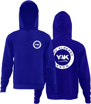 Y A K Branded Blue Hoodie Mockup PNG image