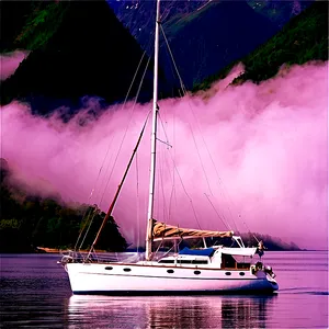 Yacht In Misty Fjords Png 05242024 PNG image