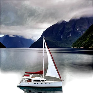 Yacht In Misty Fjords Png 18 PNG image