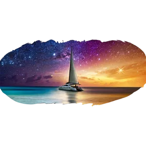Yacht Ocean Night Sky Png 48 PNG image