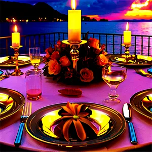 Yacht Sunset Dinner Setting Png 05242024 PNG image