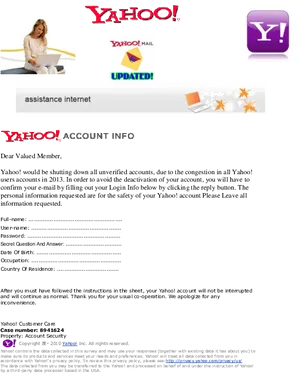 Yahoo Phishing Scam Alert PNG