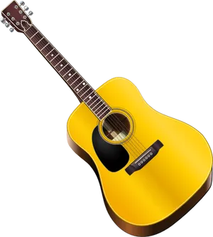 Yellow Acoustic Guitar PNG image