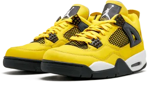 Yellow Air Jordan4 Sneakers PNG image