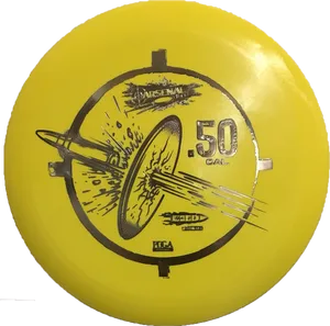 Yellow Arsenal50 Cal Disc Golf Frisbee PNG image