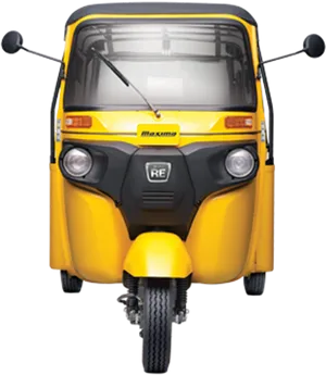Yellow Auto Rickshaw Front View PNG image