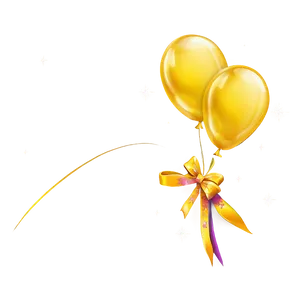 Yellow Balloon With Ribbon PNG 4