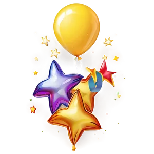 Yellow Balloon With Stars PNG 06262024
