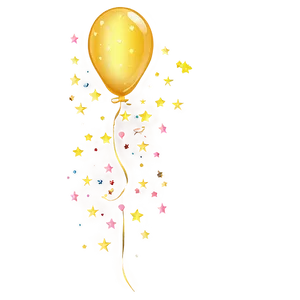 Yellow Balloon With Stars PNG 70