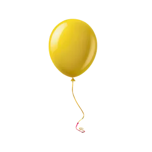 Yellow Balloon With String PNG Vvw