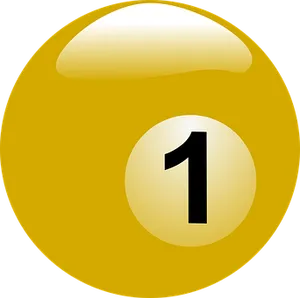 Yellow Billiard Ball Number One PNG