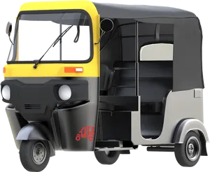 Yellow Black Auto Rickshaw Side View.png PNG image