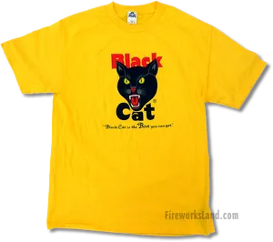 Yellow Black Cat Fireworks T Shirt PNG image