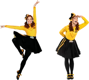 Yellow Black Dance Costume Twins PNG image