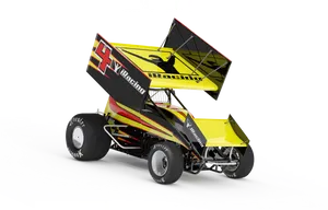 Yellow Black Dirt Sprint Car PNG image